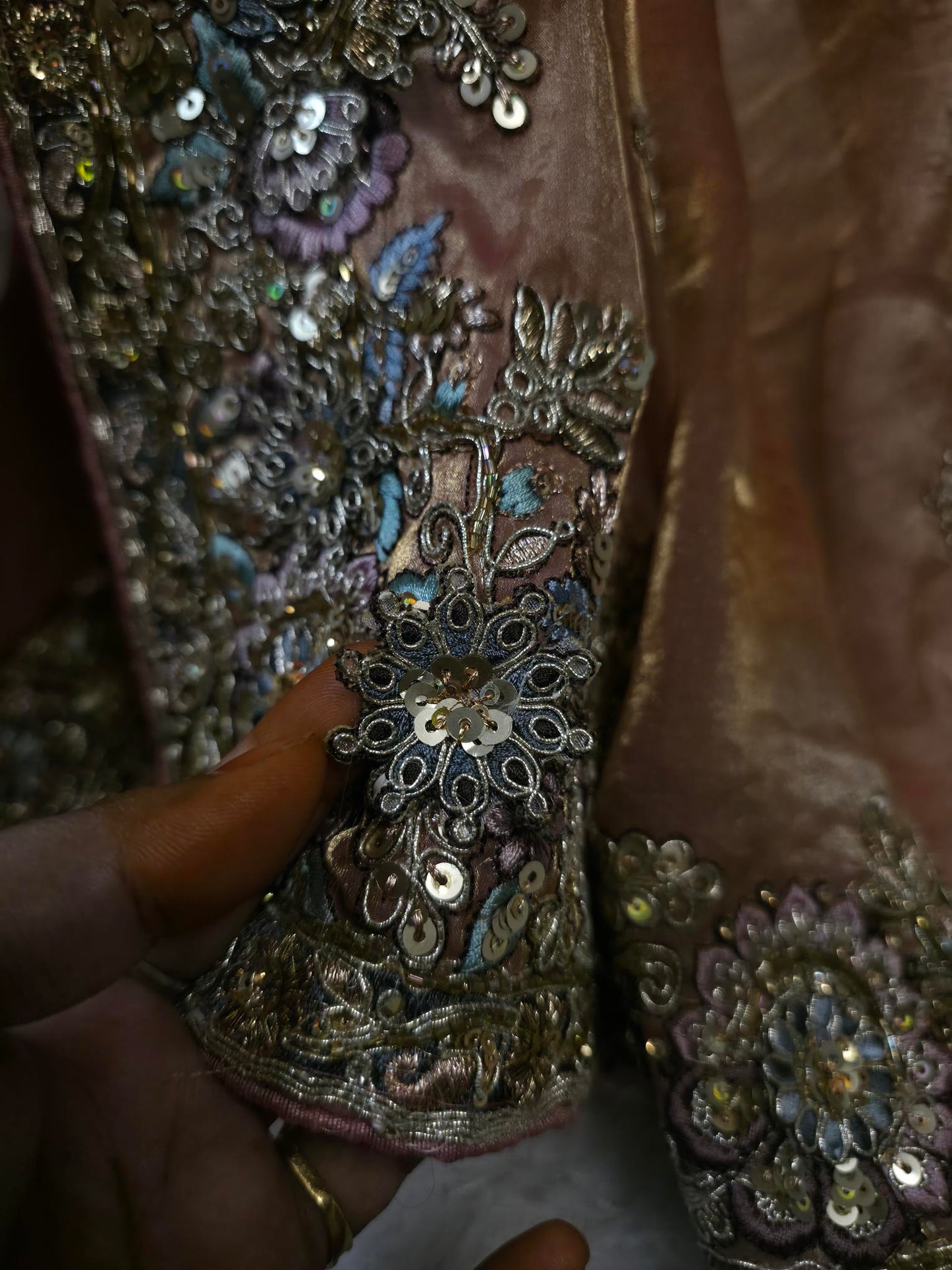 "Rosewood Regal Hand-Embroidered Saree – A Masterpiece of Timeless Elegance”