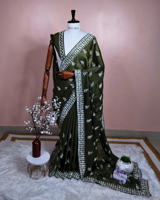 A color that marks new beginnings, perfect for haldi or sangeet.