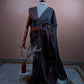 Two Tone Dual Shade Elegant Saree On Crushed Fabric With Scallop Border
