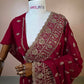 “Crimson Royal Zari Embroidered Saree – Timeless Grandeur in Every Detail”