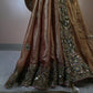 "Rosewood Regal Hand-Embroidered Saree – A Masterpiece of Timeless Elegance”