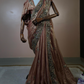 "Rosewood Regal Hand-Embroidered Saree – A Masterpiece of Timeless Elegance”