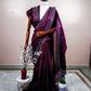 Two Tone Dual Shade Saree With Crush Fabric And Scallop Border