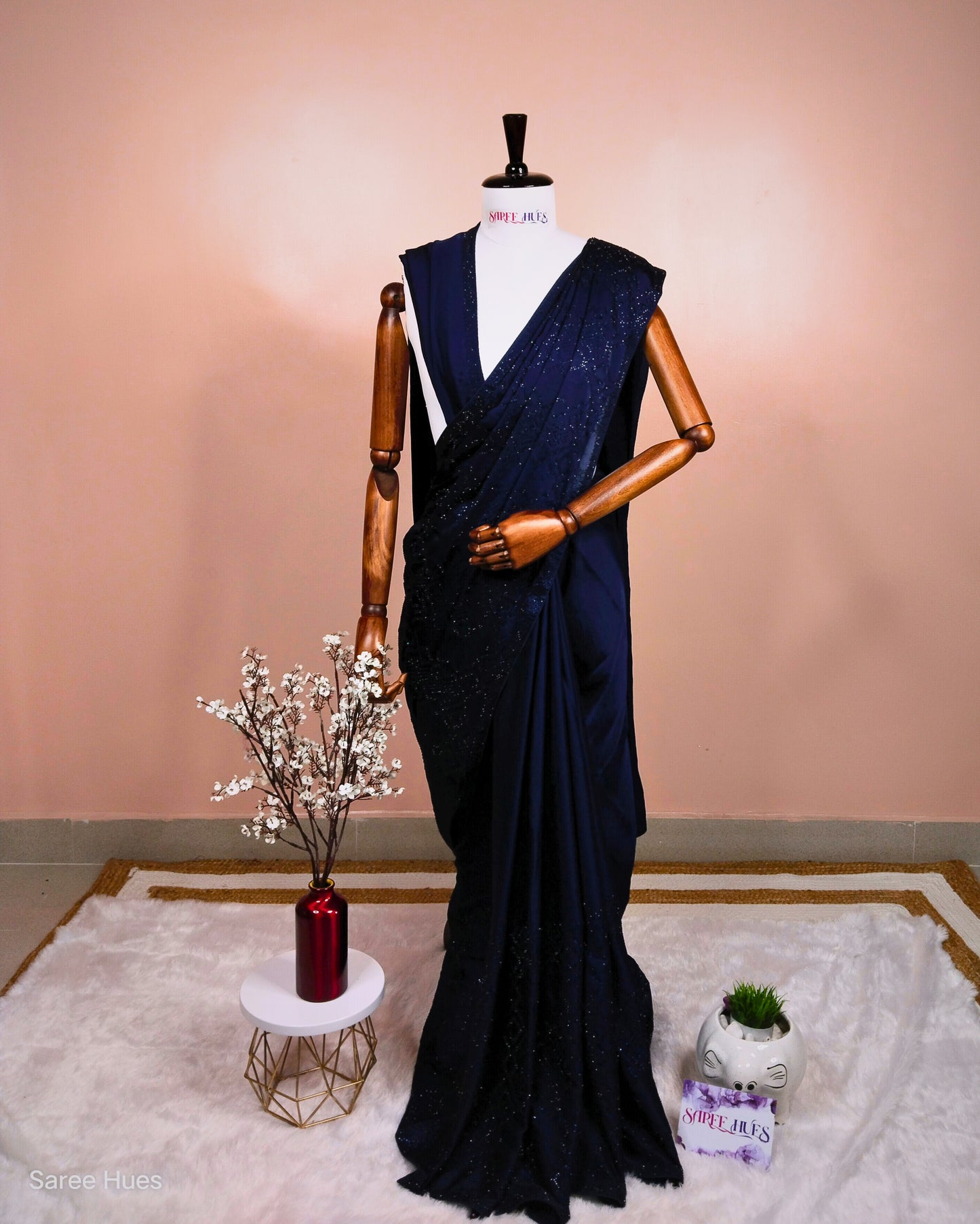 Tone to Tone Micro Stonework|Royal Blue|Partywear Saree|Full Work Saree|Shimmerwork.