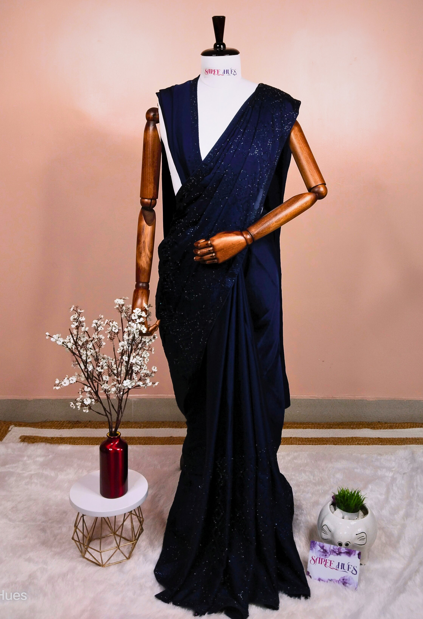 Tone to Tone Micro Stonework | Royal Blue | Partywear Saree | Full Work Saree | Shimmerwork.