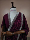 Regal Wine Georgette Saree with Heavy Crystal & Stone Work Border