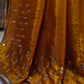Deep Gold/Ochre tone shimmer original mirror work saree