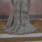 Ivory White Georgette Designer Saree with Scalloped Border & Swarovski Stone Work