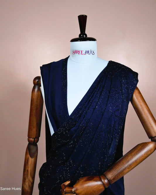 Tone to Tone Micro Stonework|Royal Blue|Partywear Saree|Full Work Saree|Shimmerwork.