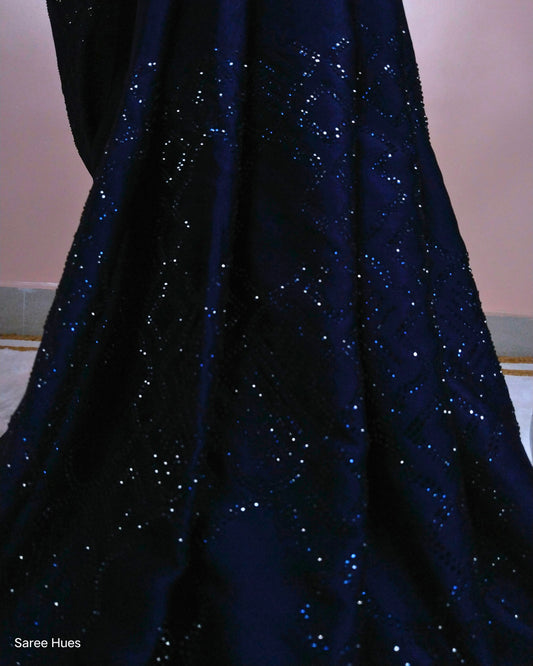 Tone to Tone Micro Stonework|Royal Blue|Partywear Saree|Full Work Saree|Shimmerwork.