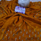 Deep Gold/Ochre tone shimmer original mirror work saree